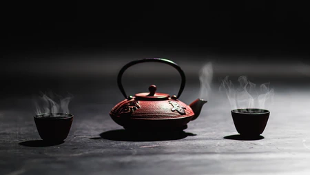 茶壶，茶杯 热茶 静物摄影桌面壁纸图片