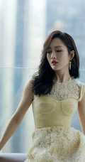 王鸥鹅黄色蕾丝连衣裙穿搭优雅气质写真美照