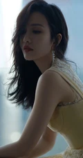 王鸥鹅黄色蕾丝连衣裙穿搭优雅气质写真美照