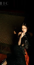 白露优雅复古文静印花系列穿搭杂志写真美照