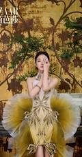 赵丽颖复古优雅穿搭登时尚芭莎杂志写真图片