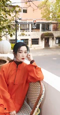 范冰冰橙色复古唐装气质写真照片