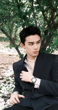 帅哥吴磊现身小树林西装革履个性写真照片