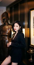 吴宣仪优雅气质裙装着身酒吧写真美照