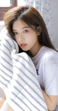 漂亮的女生小姐姐鹅肝姐姐紧身短款装T恤牛仔短裤室内高清写真美照