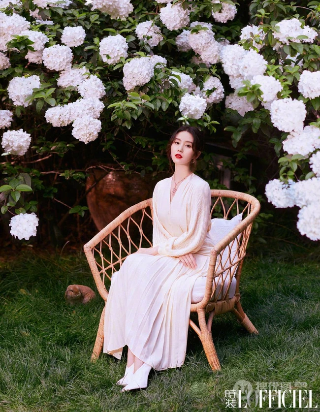 刘诗诗清新清新春日穿搭徜徉花海杂志写真大片