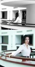 Angelababy杨颖清爽干练白色衬衫穿着气质写真照片