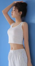 青春少女气息十足漂亮清新精选紧身背心睡裤少女室内写真美照