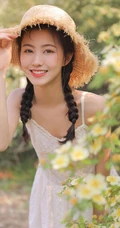 一些纯真，一点可爱，户外踏青的青涩肩带白裙少女写真美照