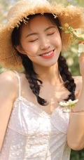 一些纯真，一点可爱，户外踏青的青涩肩带白裙少女写真美照