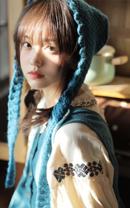 午后 居家 阳光下 唇红齿白浅粉少女清新清新写真大图图集