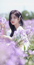 杨超越徜徉紫色花海户外清新清新写真图片
