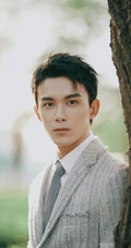 吴磊灰色系质感西装树下写真帅气照片