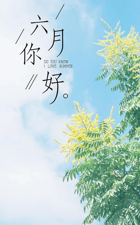 六月你好，唯美小清新植物花卉文字壁纸图片