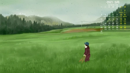 乡村，田野，郊外，油画，唯美2021年5月日历风景壁纸图片