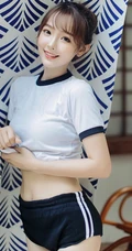 夏日的风，暖暖的吹过，漂亮丸子头少女运动学生装短裤复古写真图集