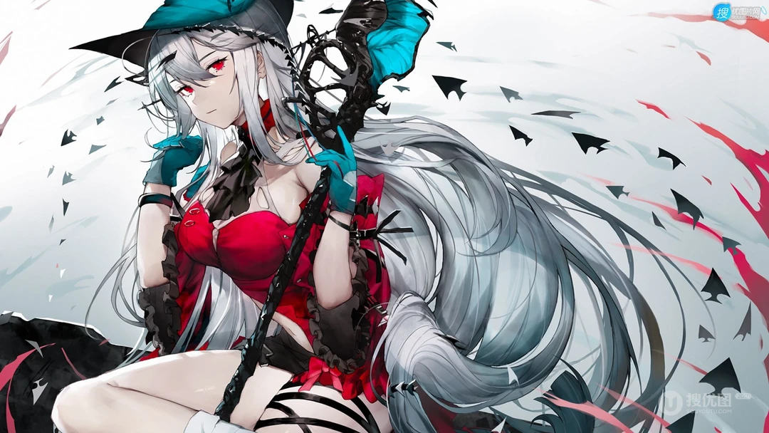 红衣魔法少女唯美高清动漫壁纸图片