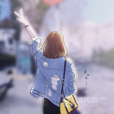 女生，女孩背影，梳着各种发型的青春动漫少女头像图片