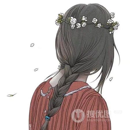 女生，女孩背影，梳着各种发型的青春动漫少女头像图片