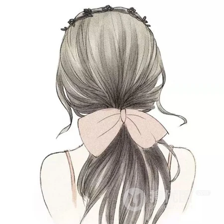 女生，女孩背影，梳着各种发型的青春动漫少女头像图片
