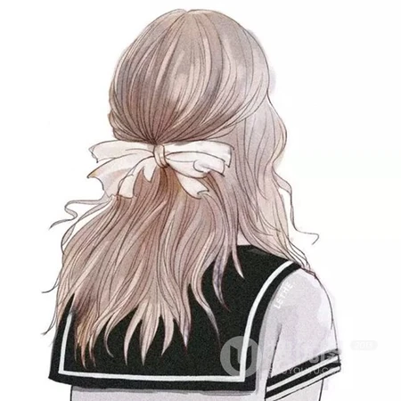 女生，女孩背影，梳着各种发型的青春动漫少女头像图片