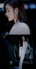 张天爱气质全白LOOK简约西服套装暗夜妩媚写真图片