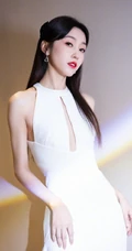 宣璐优雅气质露肩高叉白裙显亮眼身材气质图片