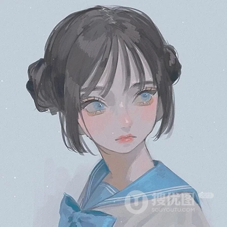 温柔可爱日系动漫少女头像，双丸子头优质动漫女生精选头像图片