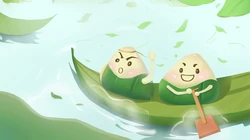 端午节可爱卡通粽子，粽叶拟人化壁纸图片
