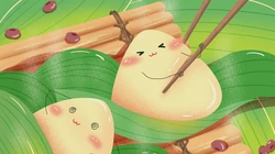 端午节可爱卡通粽子，粽叶拟人化壁纸图片