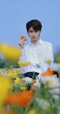 干净帅气的衬衫少年元一户外花间唯美写真照片