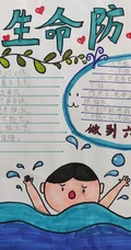 珍爱生命防溺水，小学生所画的简单好看防溺水手抄报作品图片