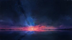 星空壁纸，动漫少女，女孩，星空，夜空唯美动漫星空场景图片