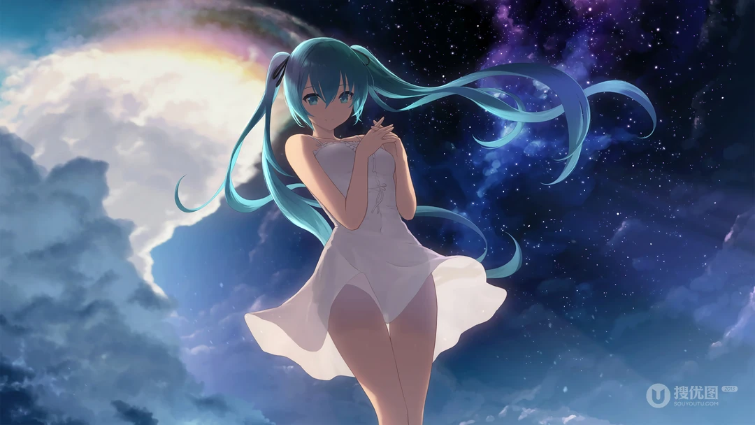 星空壁纸，动漫少女，女孩，星空，夜空唯美动漫星空场景图片