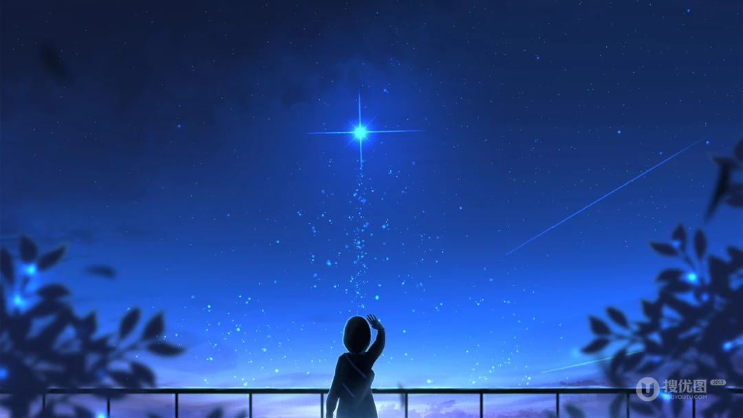 星空壁纸，动漫少女，女孩，星空，夜空唯美动漫星空场景图片