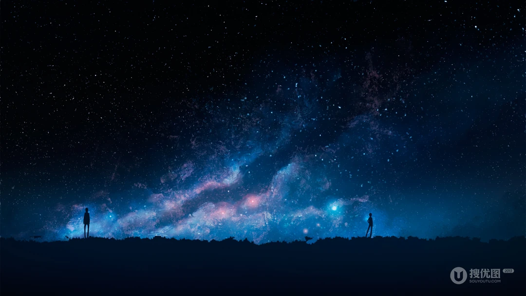 星空壁纸，动漫少女，女孩，星空，夜空唯美动漫星空场景图片