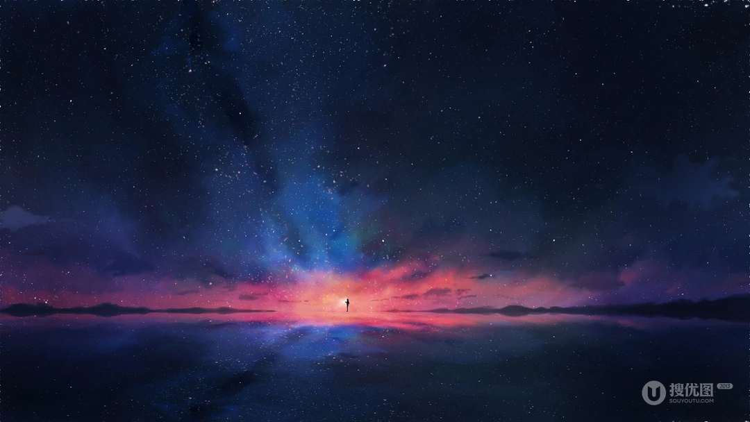 星空壁纸，动漫少女，女孩，星空，夜空唯美动漫星空场景图片