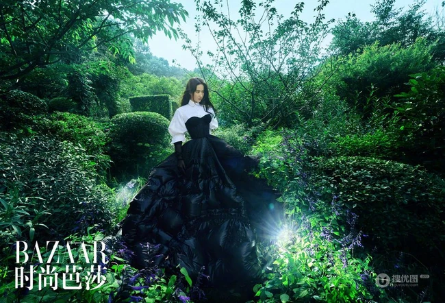 刘亦菲森系雨林风格唯美时尚杂志写真照