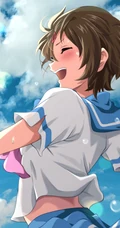 晶莹的汗水，热的流汗的动漫少女高清插画图片