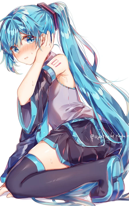 晶莹的汗水，热的流汗的动漫少女高清插画图片