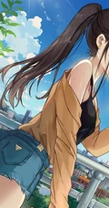 令人眼前一亮的女生夏日单品，热裤着装的动漫少女高清优美图片