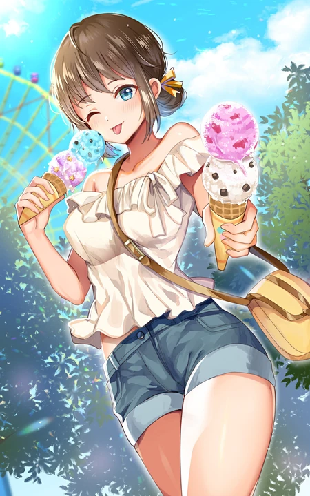 令人眼前一亮的女生夏日单品，热裤着装的动漫少女高清优美图片