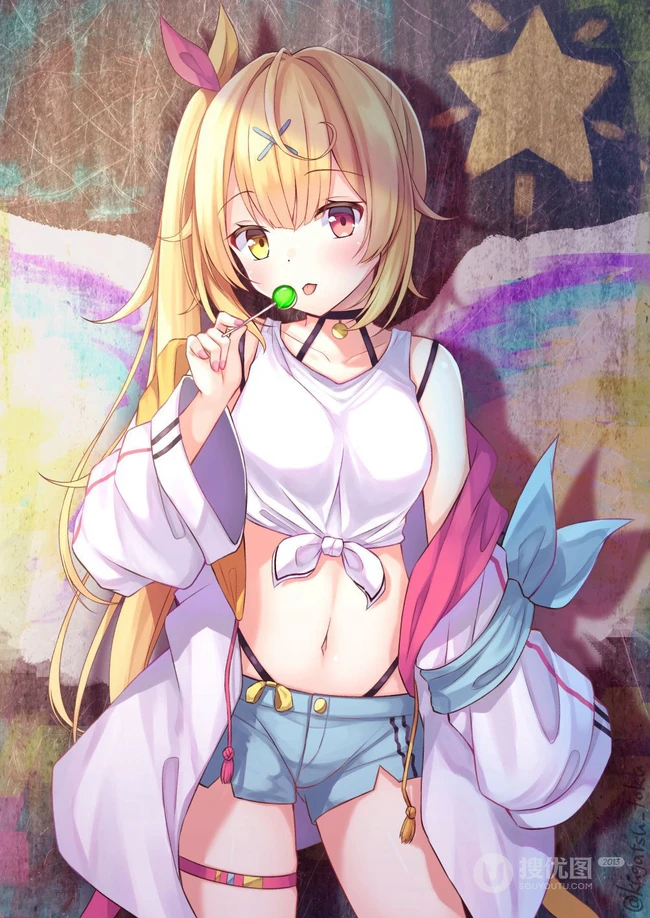 令人眼前一亮的女生夏日单品，热裤着装的动漫少女高清优美图片