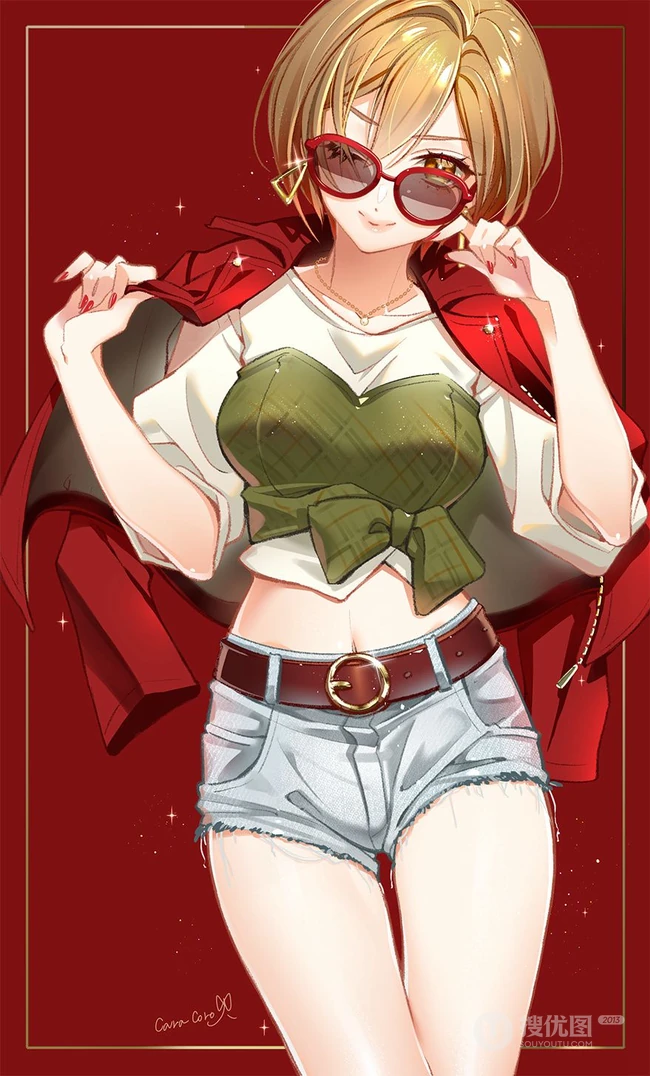 令人眼前一亮的女生夏日单品，热裤着装的动漫少女高清优美图片