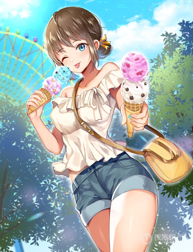 令人眼前一亮的女生夏日单品，热裤着装的动漫少女高清优美图片