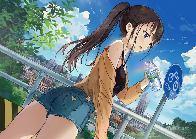 令人眼前一亮的女生夏日单品，热裤着装的动漫少女高清优美图片