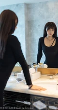 温柔气质女生轻熟萌奈子高叉黑裙深袜袜穿搭居家柔美写真套图