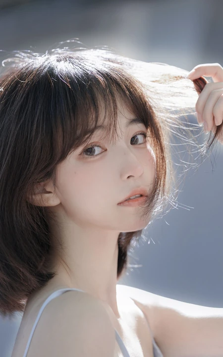 就喜欢短发女孩，高颜值粉嫩美女短发小姐姐超美户外街拍手机壁纸图片