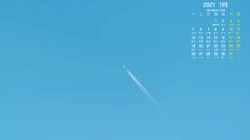 2021年7月日历壁纸，天空，云朵，飞机，北极光等为背景的日历壁纸图片