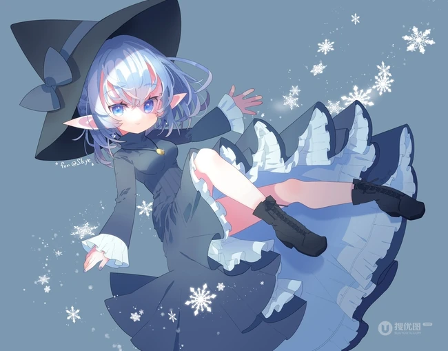 魔法少女图片，戴着魔法帽 不同风格的动漫魔法少女高清插画图片